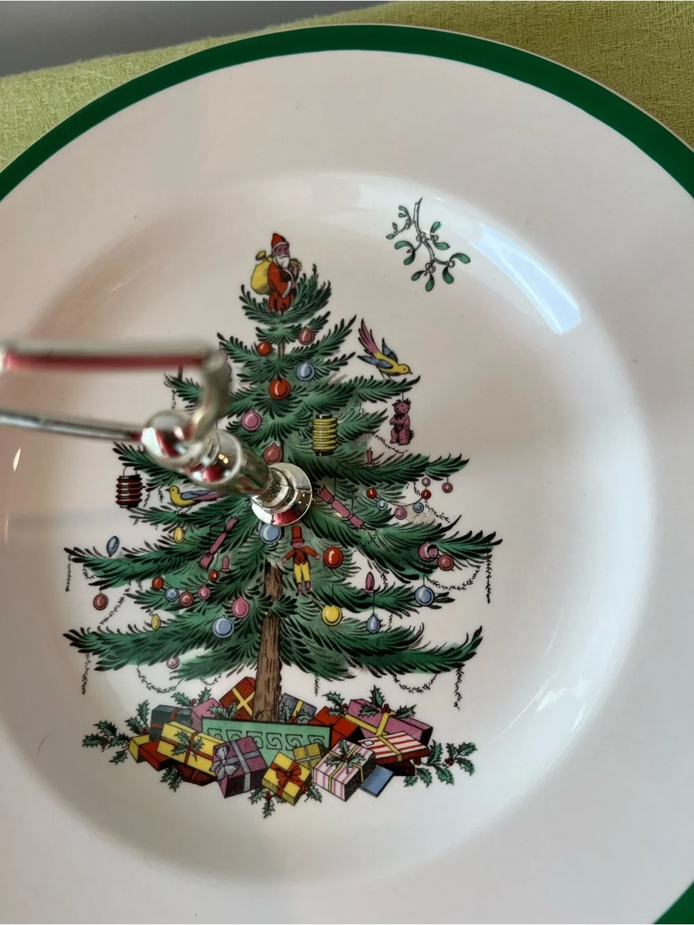 Spode Christmas Tree Cookie Platter - White and Green